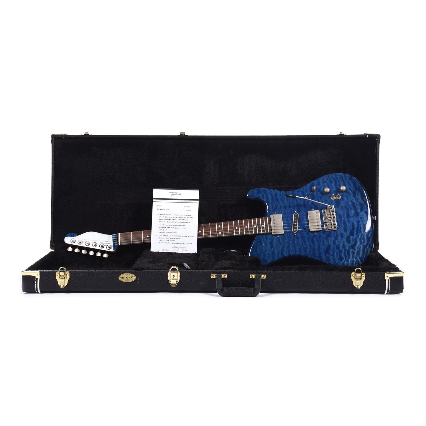 Tausch 665 RAW Deluxe HSH Quilted Maple Aged Azul Blue w/Flame Maple Neck Electric Guitars / Solid Body