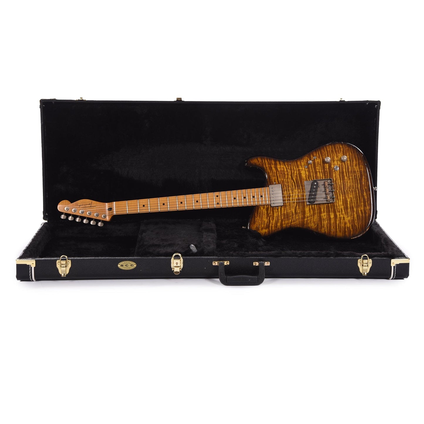 Tausch 665 RAW HS Figured Maple Aged Marigold Yellow w/Flame Maple Neck Electric Guitars / Solid Body