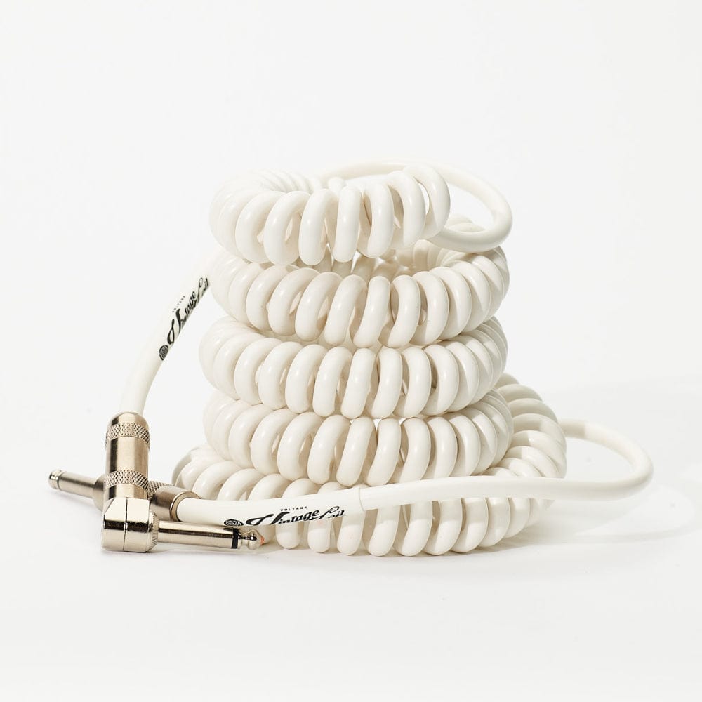 Voltage Cable Co. Vintage Coil Instrument Cable 25' Straight - Right Angle White Accessories / Cables