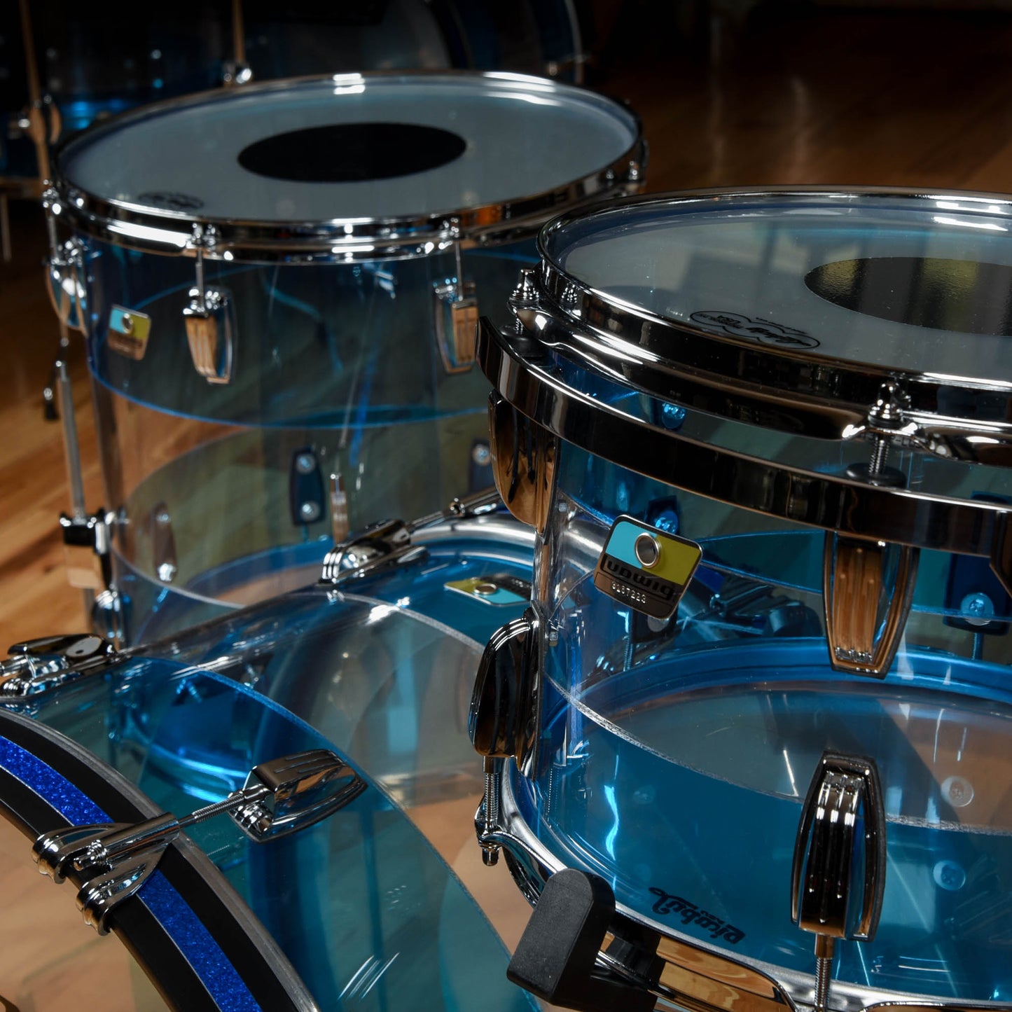 Ludwig Vistalite 13/16/24 3pc. Drum Kit Blue/Clear/Blue Limited Edition