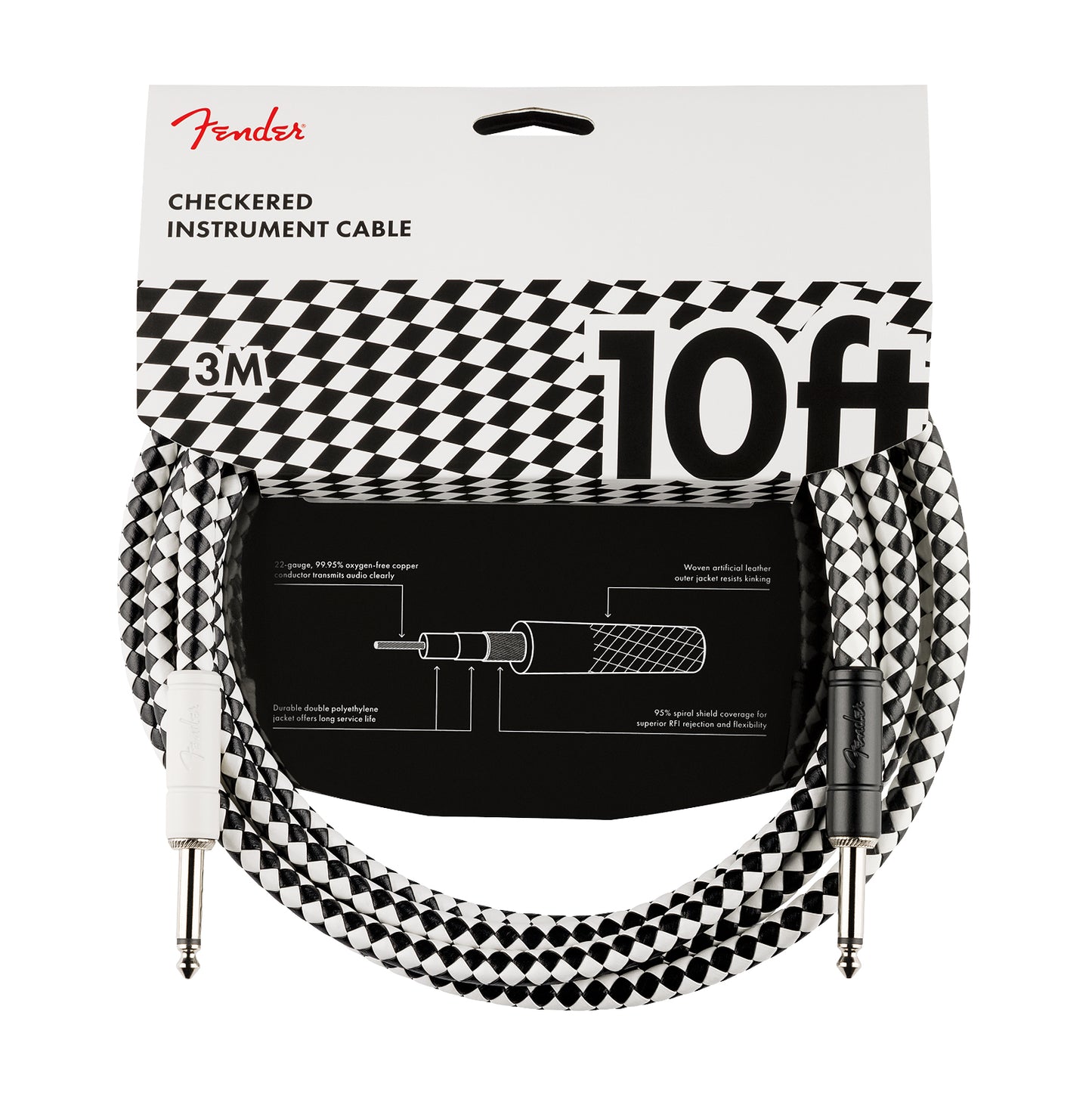 Fender Pro 10' Instrument Cable Checkerboard
