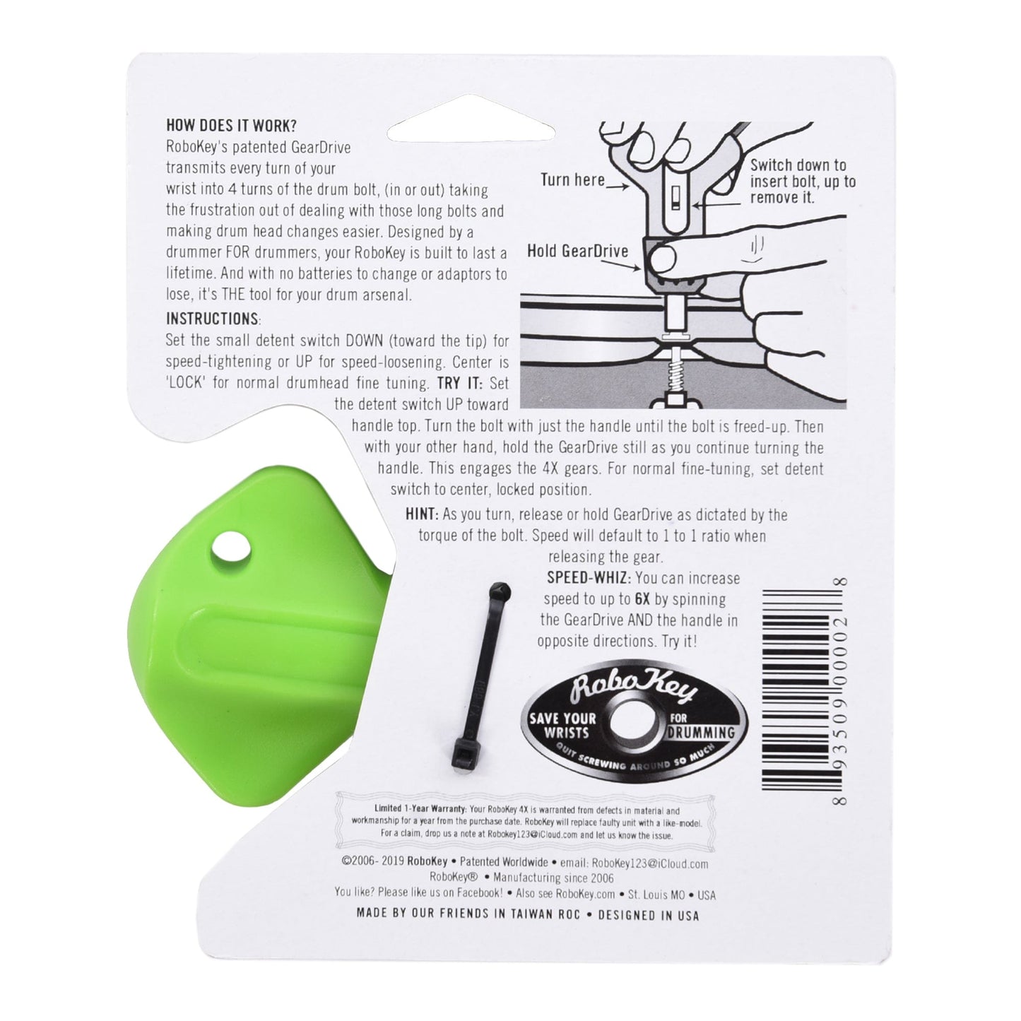 Ahead RoboKey Drum Key w/4x Gear Drive Drums and Percussion / Parts and Accessories / Drum Keys and Tuners