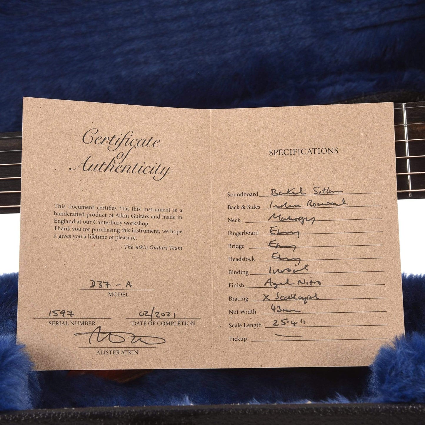 Atkin D37 Aged Baked Sitka/Rosewood Natural Acoustic Guitars / Dreadnought