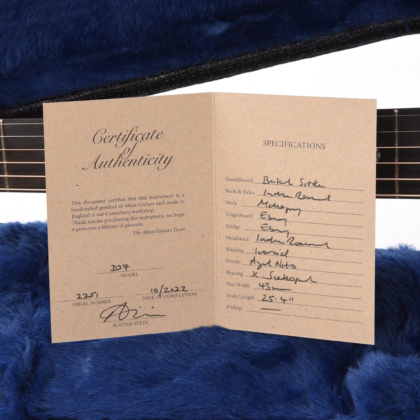 Atkin D37 Aged Baked Sitka/Rosewood Natural Acoustic Guitars / Dreadnought