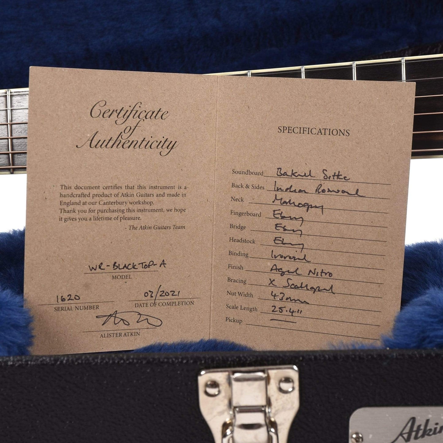 Atkin The White Rice Aged Torrified Sitka/Rosewood Black Top Acoustic Guitars / Dreadnought