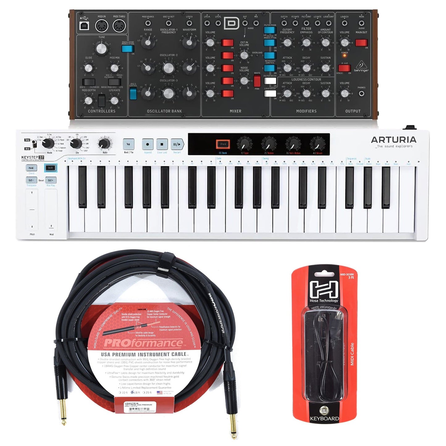 Behringer Model D Legendary Analog Synthesizer and Arturia KeyStep 37 USB Midi Controller Essentials Bundle Keyboards and Synths / Synths / Analog Synths