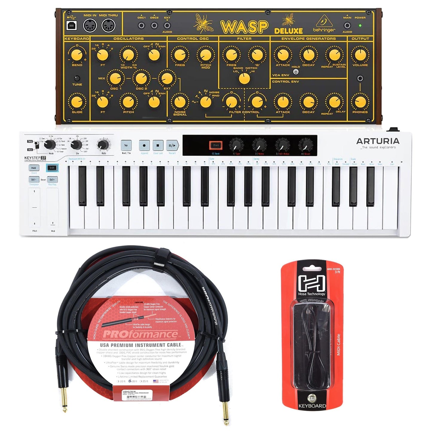Behringer Wasp Deluxe Legendary Analog Synthesizer and Arturia KeyStep 37 USB Midi Controller Essentials Bundle Keyboards and Synths / Synths / Analog Synths