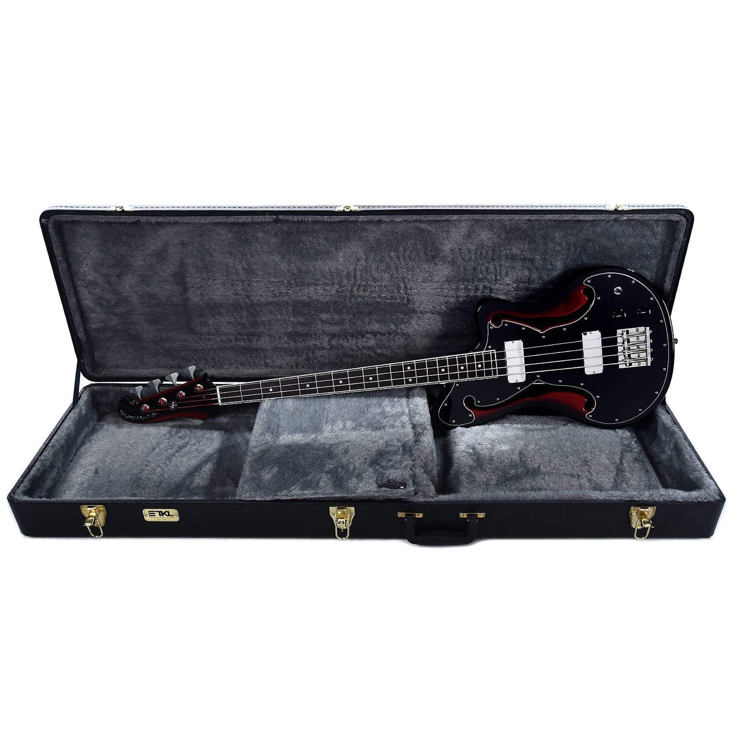 BilT Corvaire Bass Red Burst w/3-Ply Black Pickguard Bass Guitars / 4-String