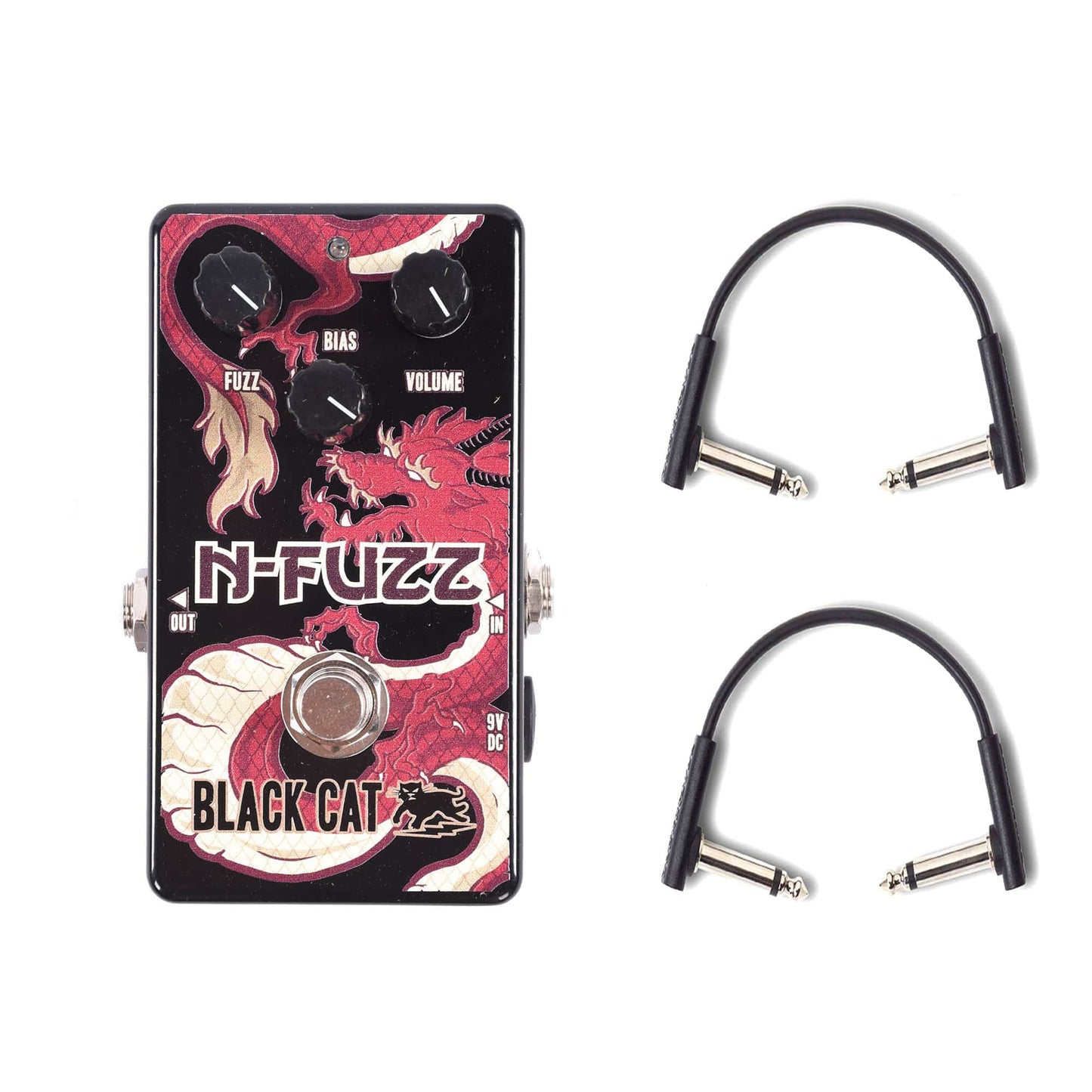 Black Cat N-Fuzz v2 w/RockBoard Flat Patch Cables Bundle Effects and Pedals / Fuzz