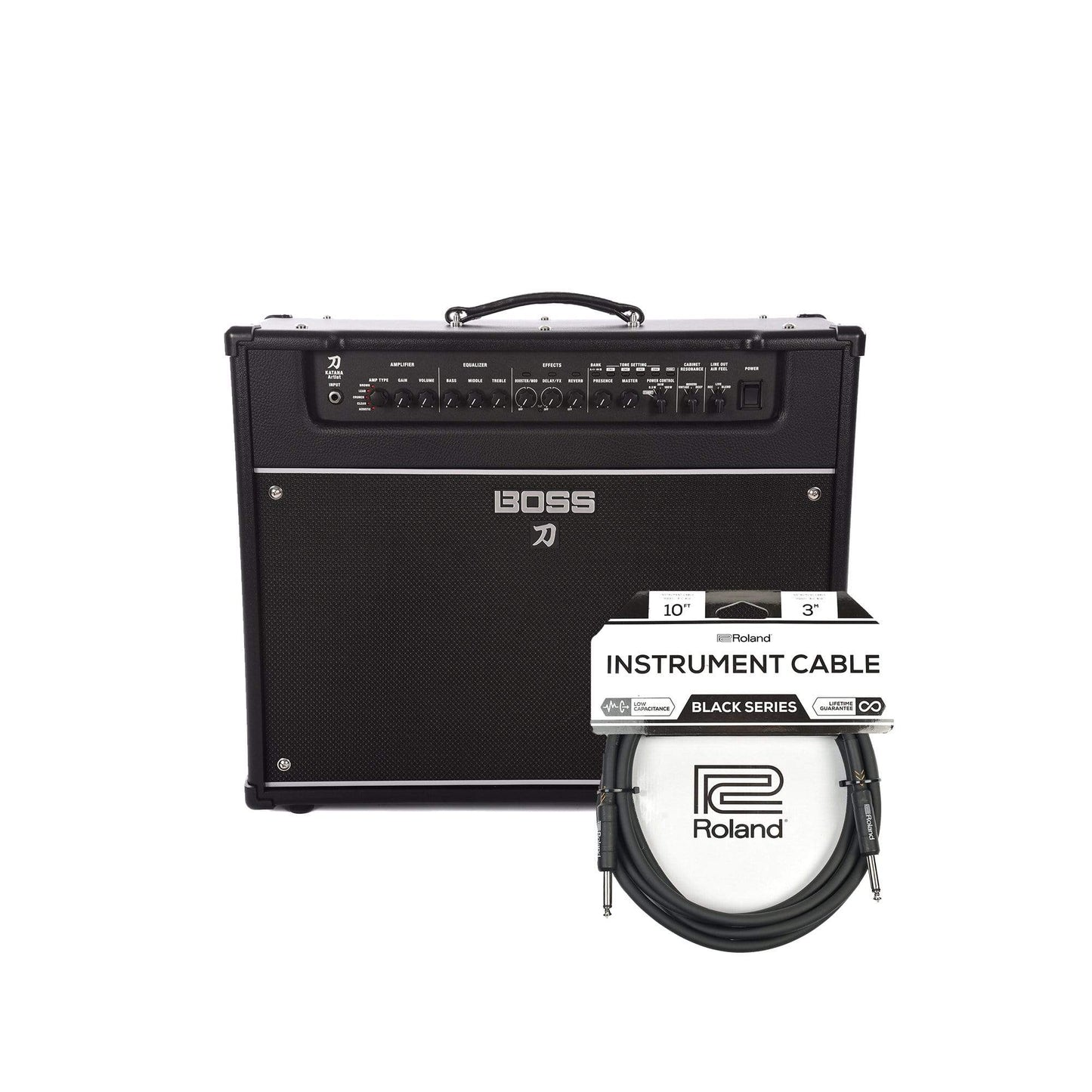 Boss Katana Artist 100W 1x12 Guitar Combo Amplifier Black Cable Bundle Amps / Guitar Combos