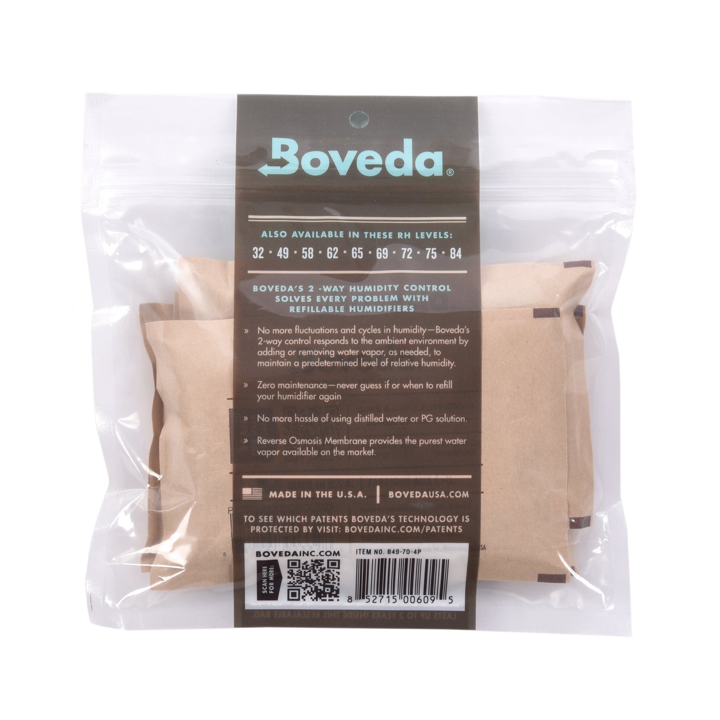 Boveda 2-Way Humidity Control Refill 4-Pack 49% RH Size 70 Accessories / Humidifiers