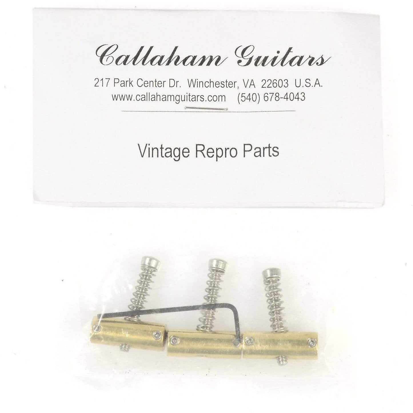 Callaham Slant Compensated Tele Saddles Brass (Set of 3) Parts / Guitar Parts / Bridges