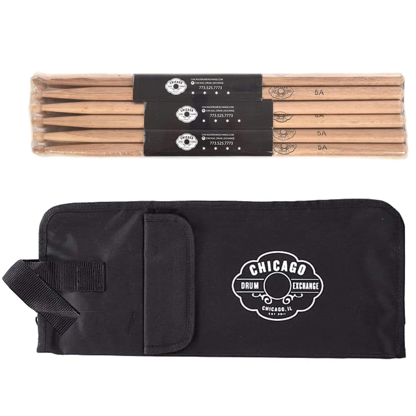 CDE 5A Wood Tip Custom Selected Hickory Drum Sticks (12 Pair) and CDE Stick Bag Bundle Drums and Percussion / Parts and Accessories / Drum Sticks and Mallets