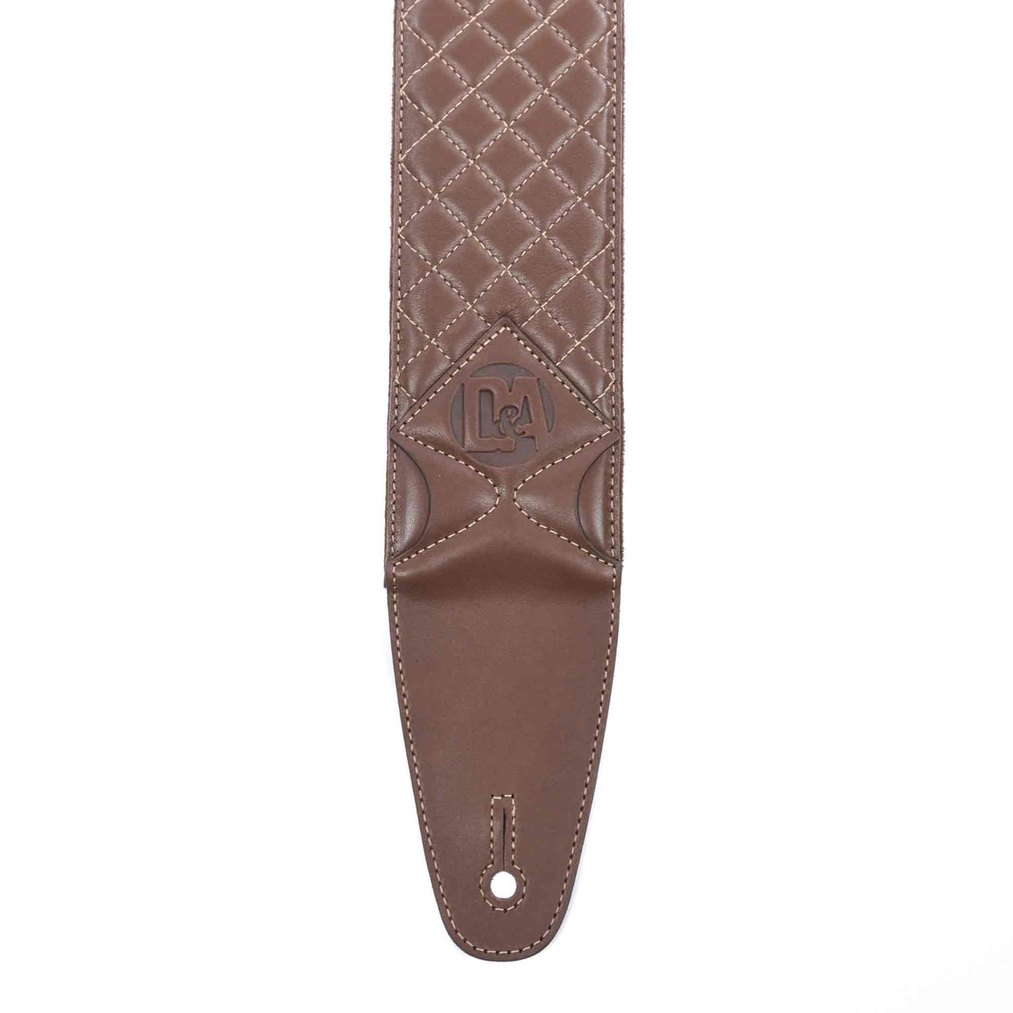 D&A Guitar Gear Pro-Performance Quilted Leather Guitar & Bass Strap Burlywood Brown w/Cream Stitching Accessories / Straps