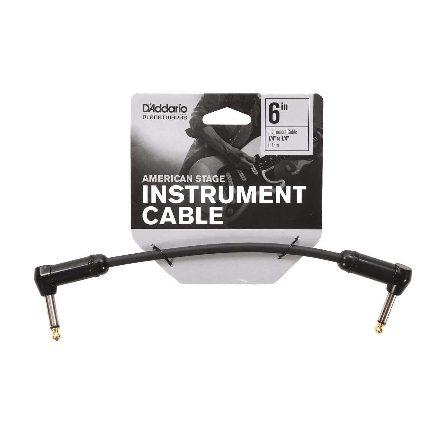 D'Addario American Stage Patch Instrument Cable 6" Angle-Angle Accessories / Cables