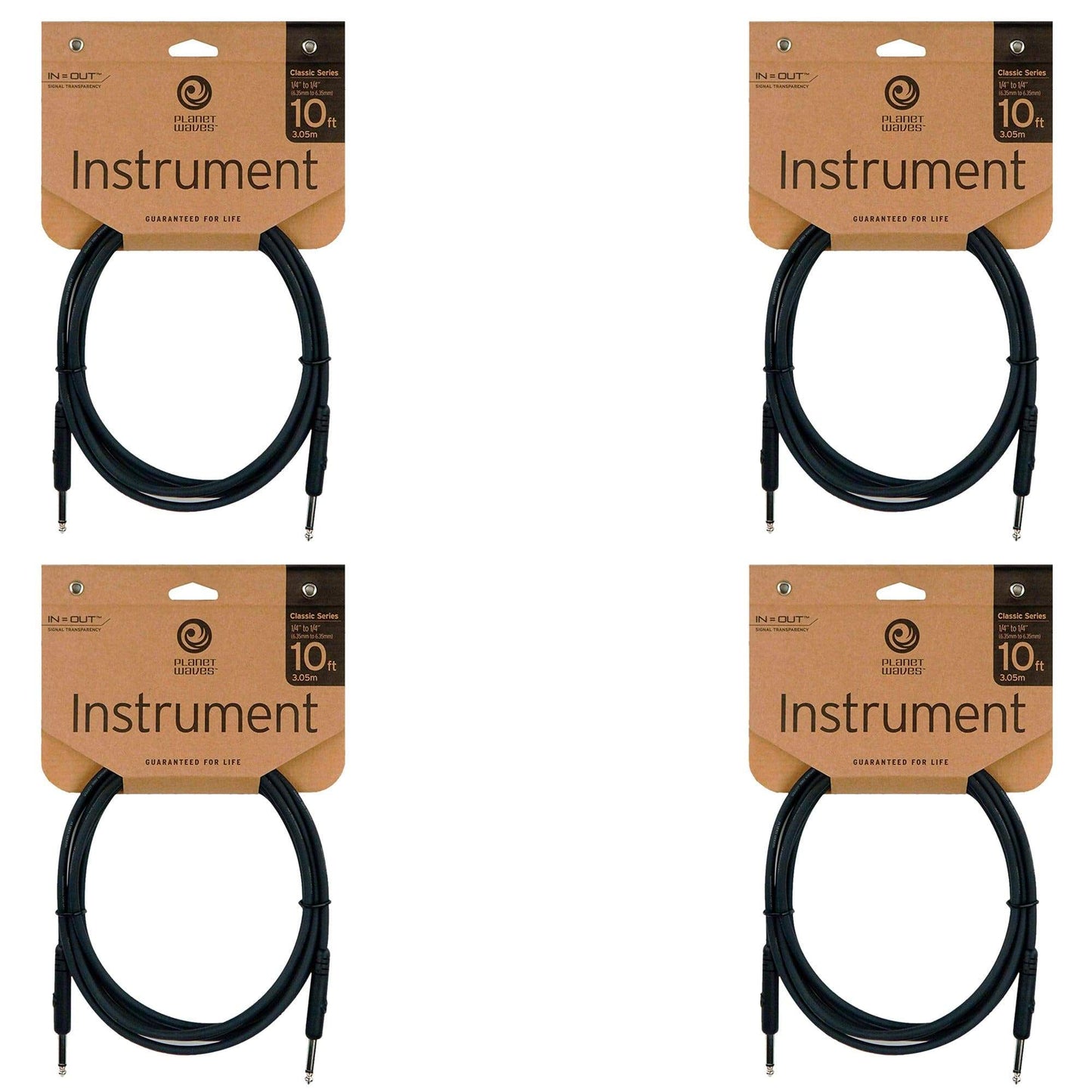 D'Addario Classic Series 10' Straight/Straight Instrument Cable 4 Pack Bundle Accessories / Cables
