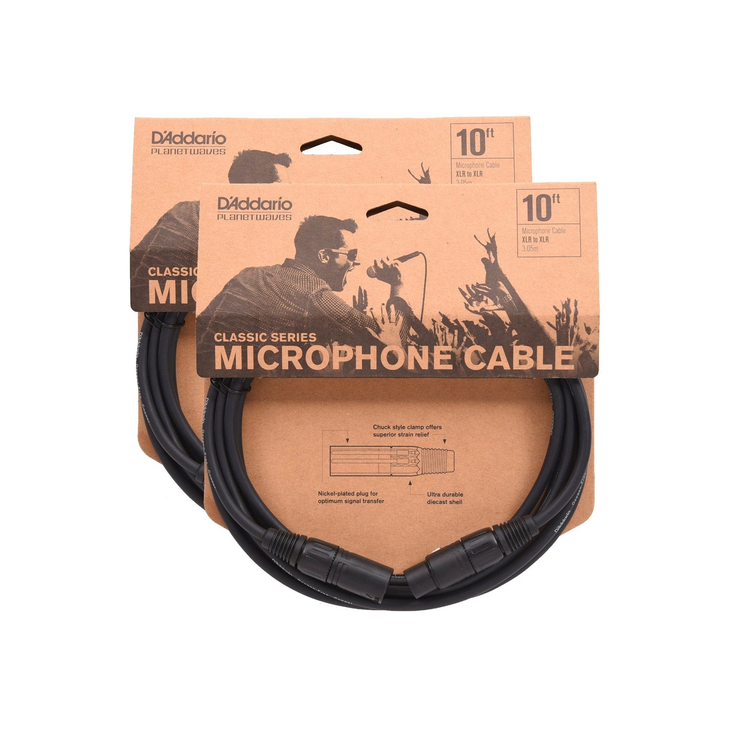 D'Addario Classic Series Microphone Cable 10' 2 Pack Bundle Accessories / Cables