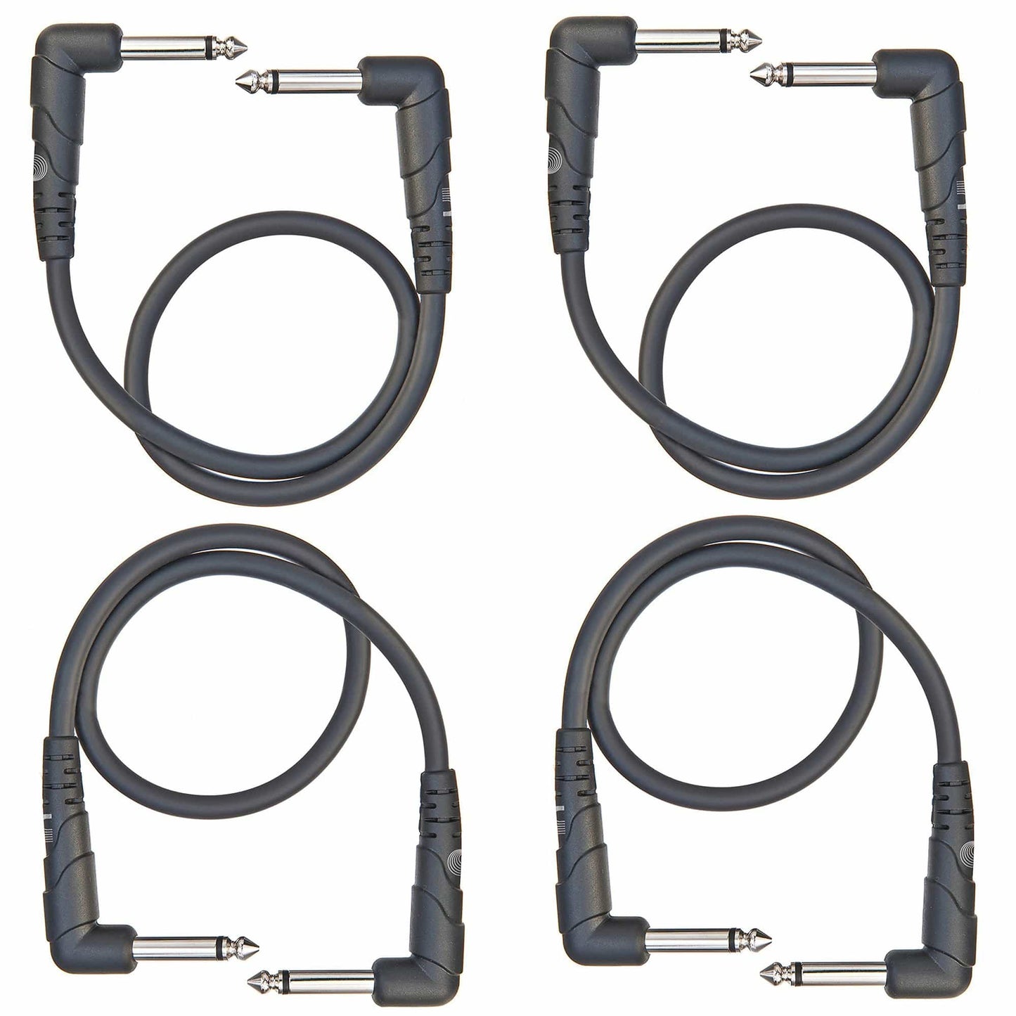 D'Addario Classic Series Patch Cable Right-Angle 3' 4 Pack Bundle Accessories / Cables
