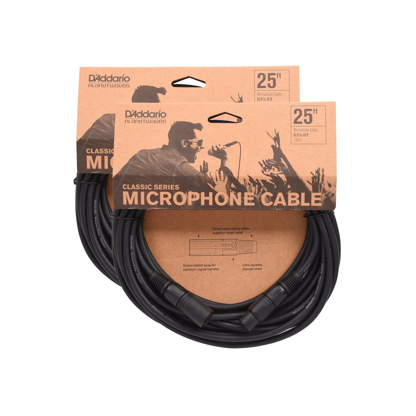 D'Addario Classic Series XLR Microphone Cable 25' 2 Pack Bundle Accessories / Cables