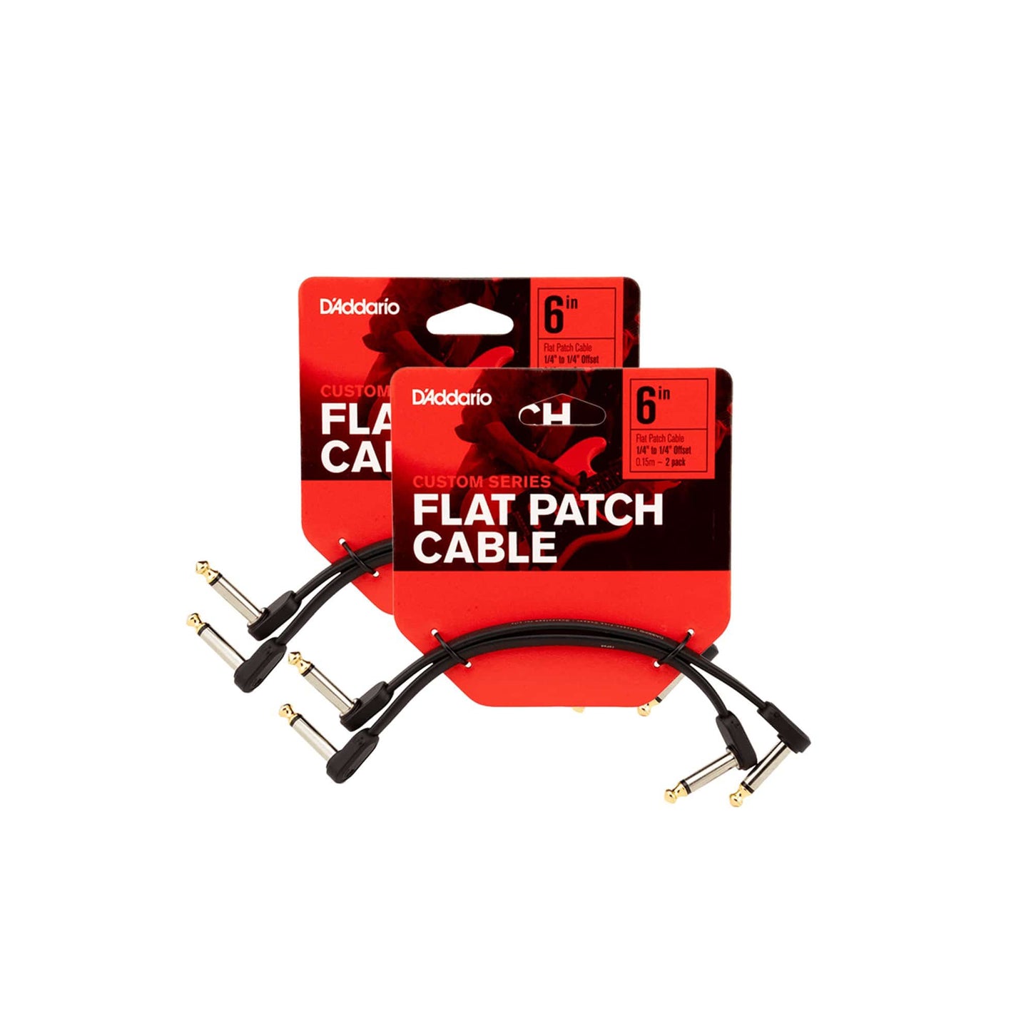 D'Addario Flat Patch Cable 6" Offset Right Angle 4 Pack Bundle Accessories / Cables