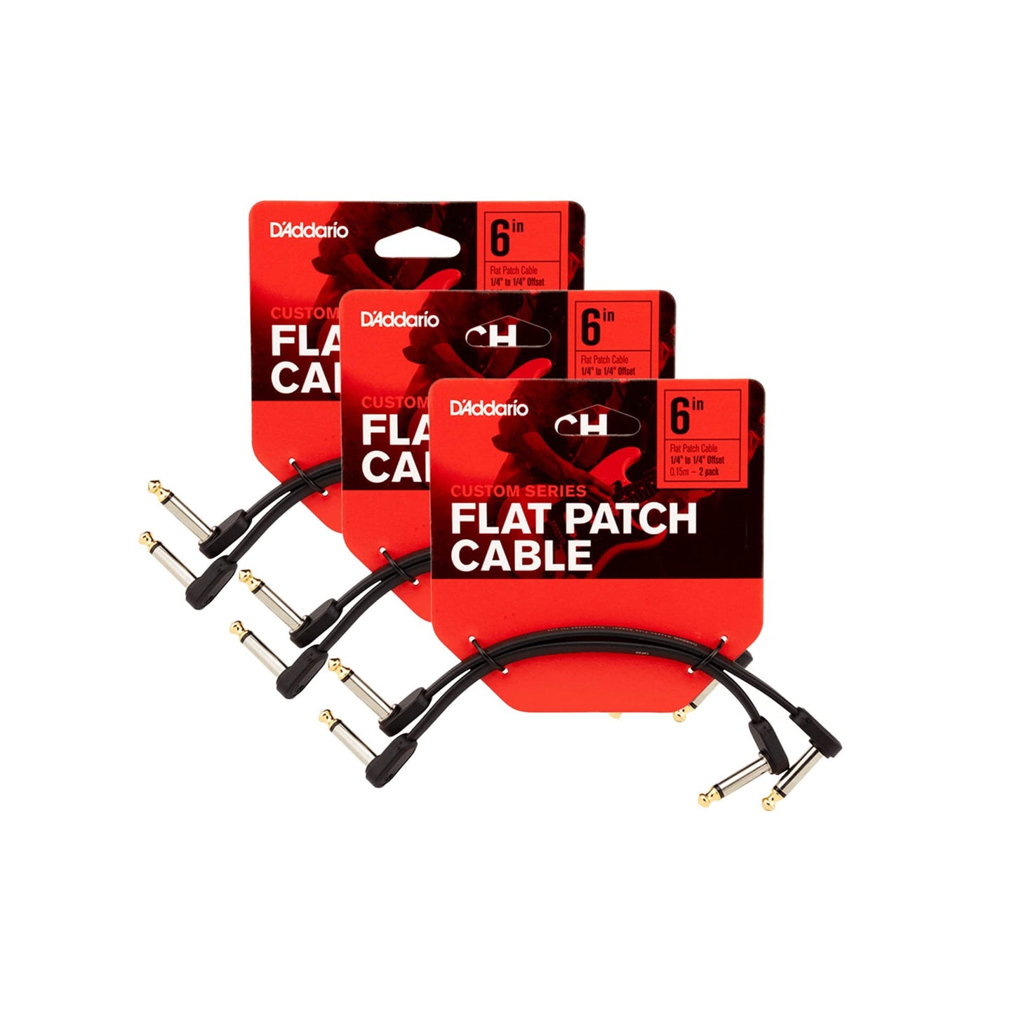 D'Addario Flat Patch Cable 6" Offset Right Angle 6 Pack Bundle Accessories / Cables