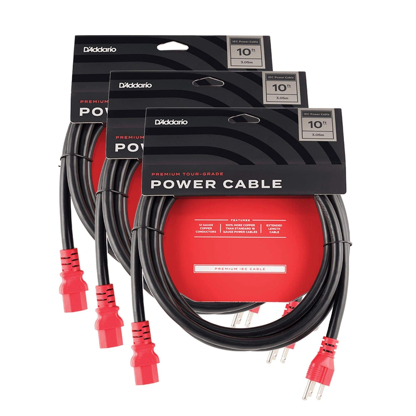 D'Addario IEC-NEMA Power Cable 10' 3 Pack Bundle Accessories / Cables