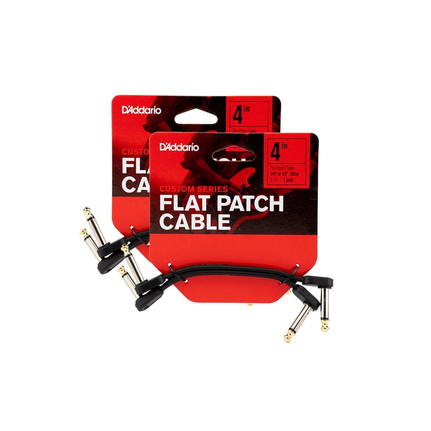 D'Addario Planet Waves Flat Patch Cable 4" Offset Right Angle 4 Pack Bundle Accessories / Cables