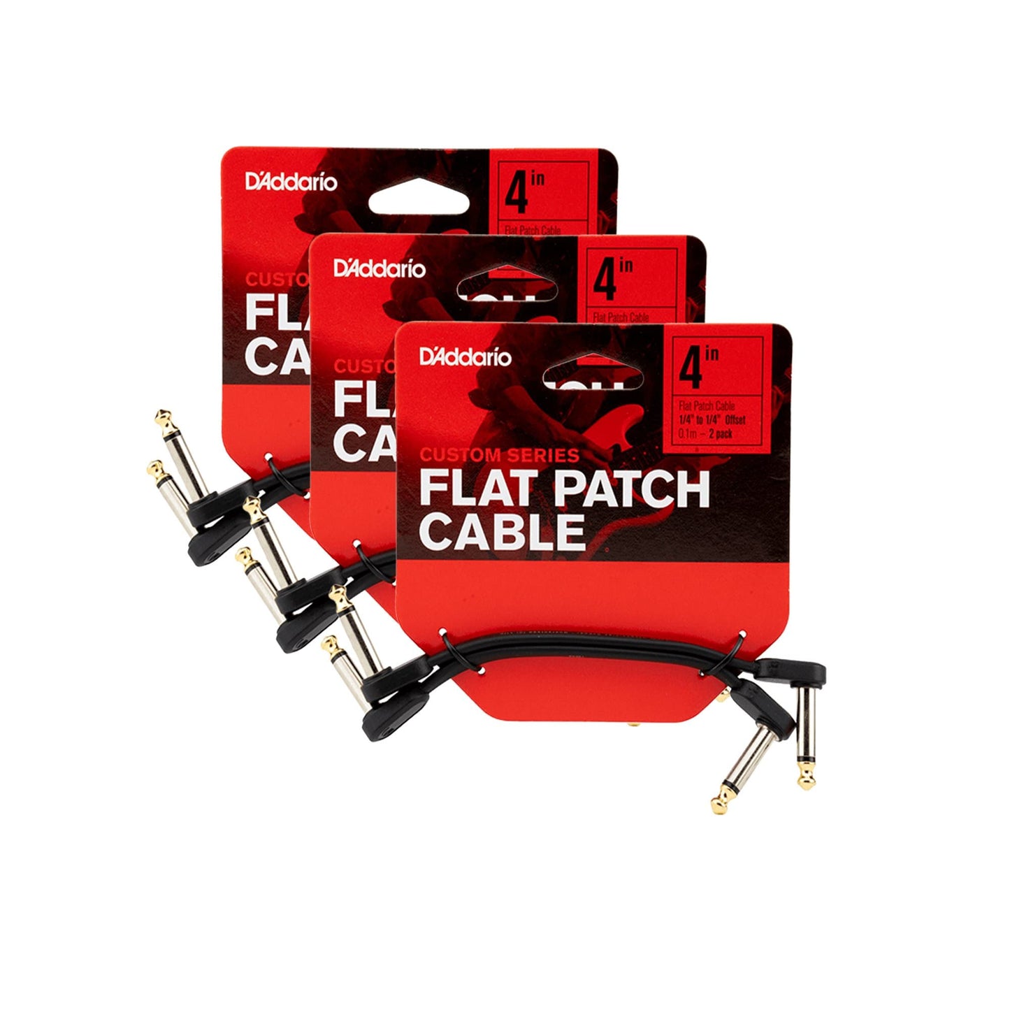 D'Addario Planet Waves Flat Patch Cable 4" Offset Right Angle 6 Pack Bundle Accessories / Cables