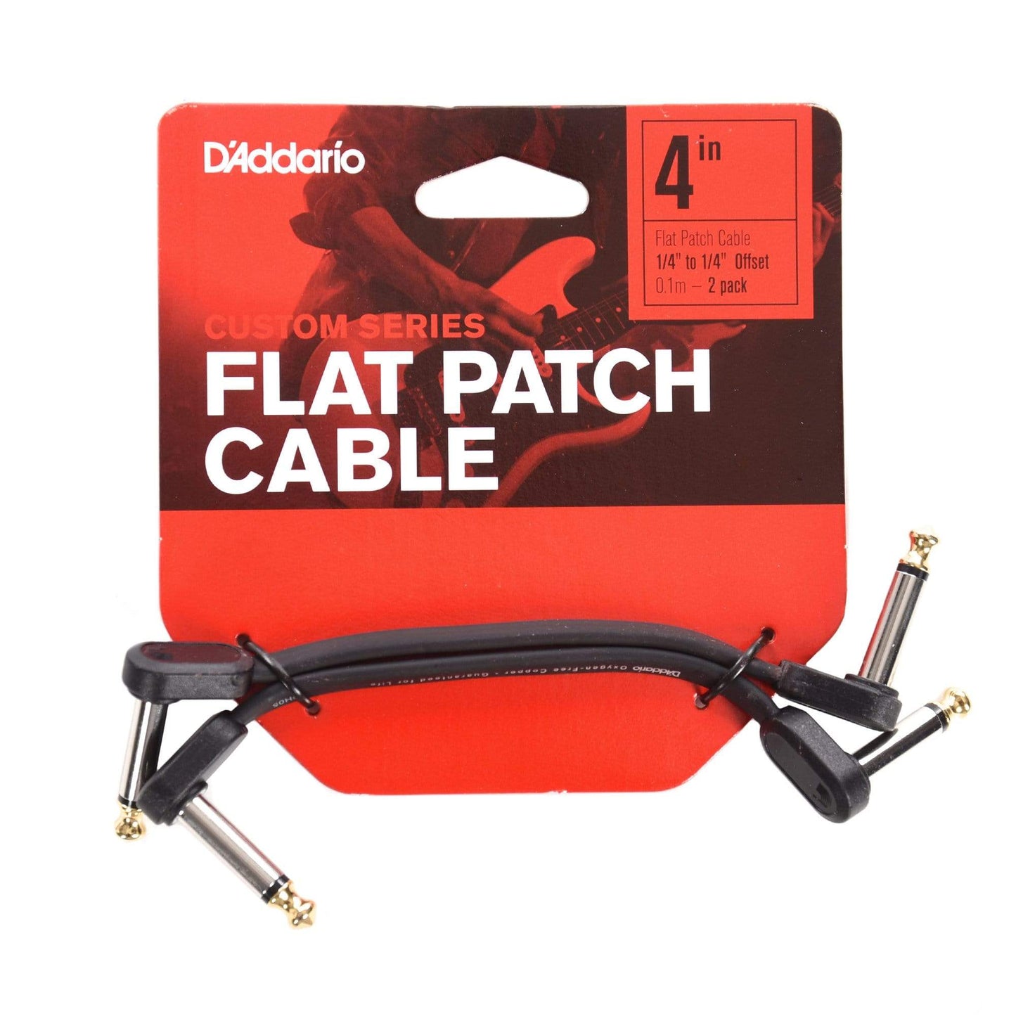 D'Addario Planet Waves Flat Patch Cable 4" Offset Right Angle Twin Pack Accessories / Cables