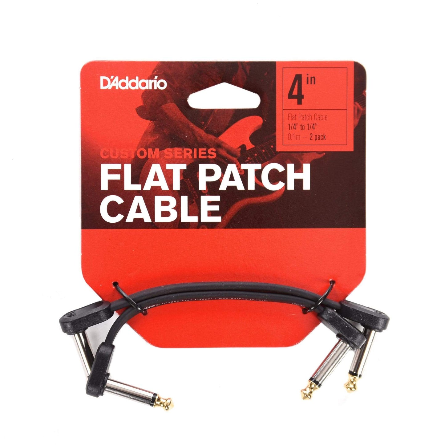 D'Addario Planet Waves Flat Patch Cable 4" Right Angle Twin Pack Accessories / Cables