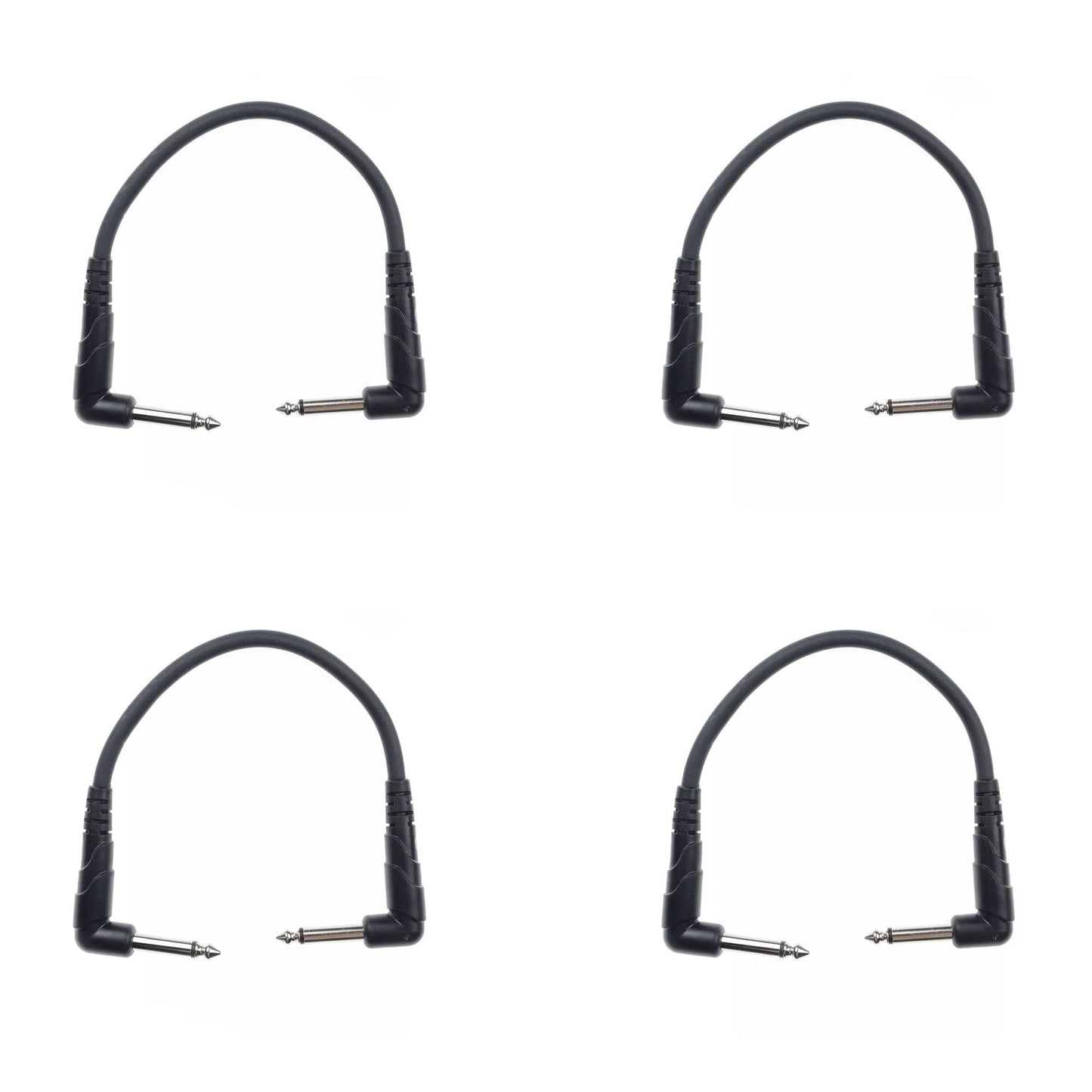 D'Addario Right Angle 6" Patch Cable (0.5') 4 Pack Bundle Accessories / Cables