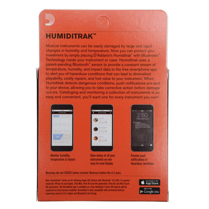 D'Addario Humiditrack Bluetooth Humitidy, Temperature, and Impact Sensor Accessories / Humidifiers