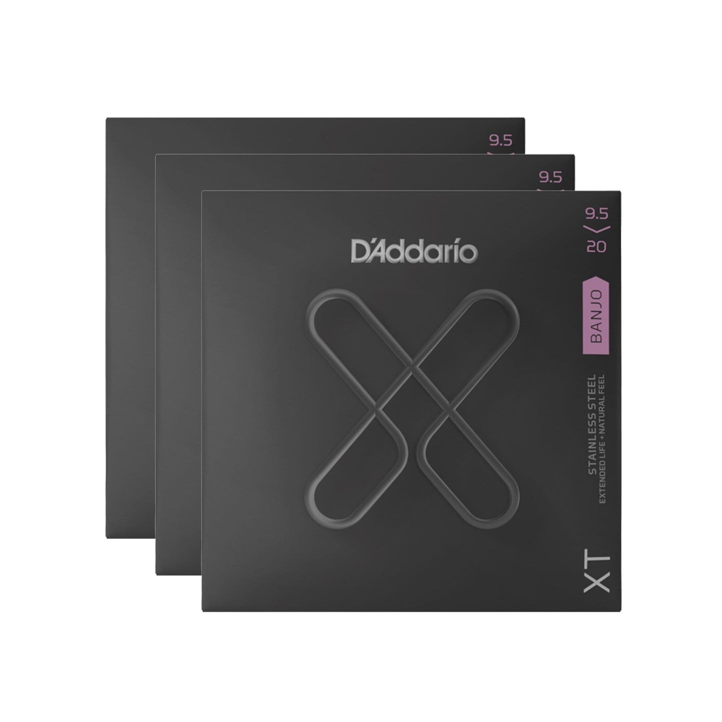 D'Addario XT Stainless Steel Banjo Strings Custom Light 9.5-20 3 Pack Bundle Accessories / Strings / Banjo Strings