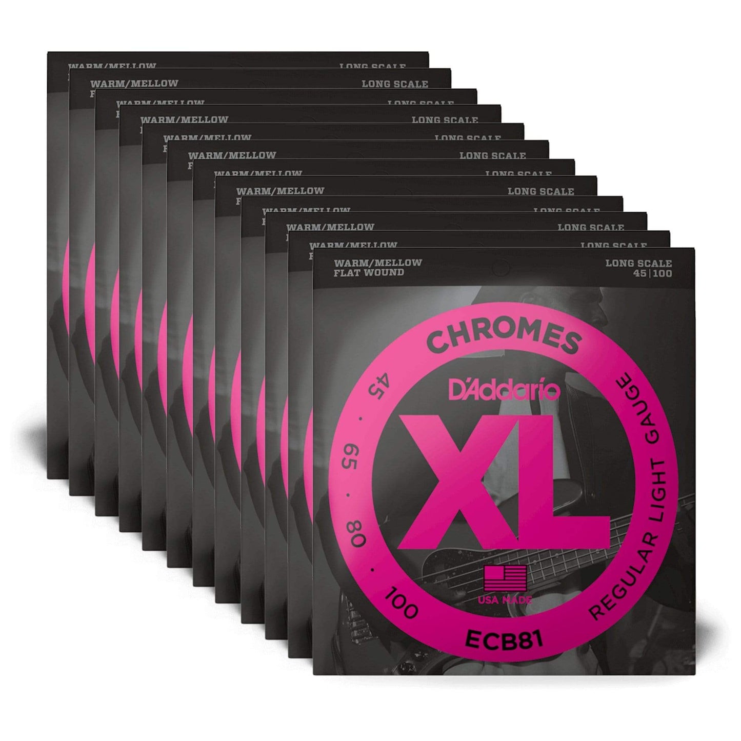 D'Addario ECB81 Chromes Flat Wound 45-100 Long Scale 12 Pack Bundle Accessories / Strings / Bass Strings