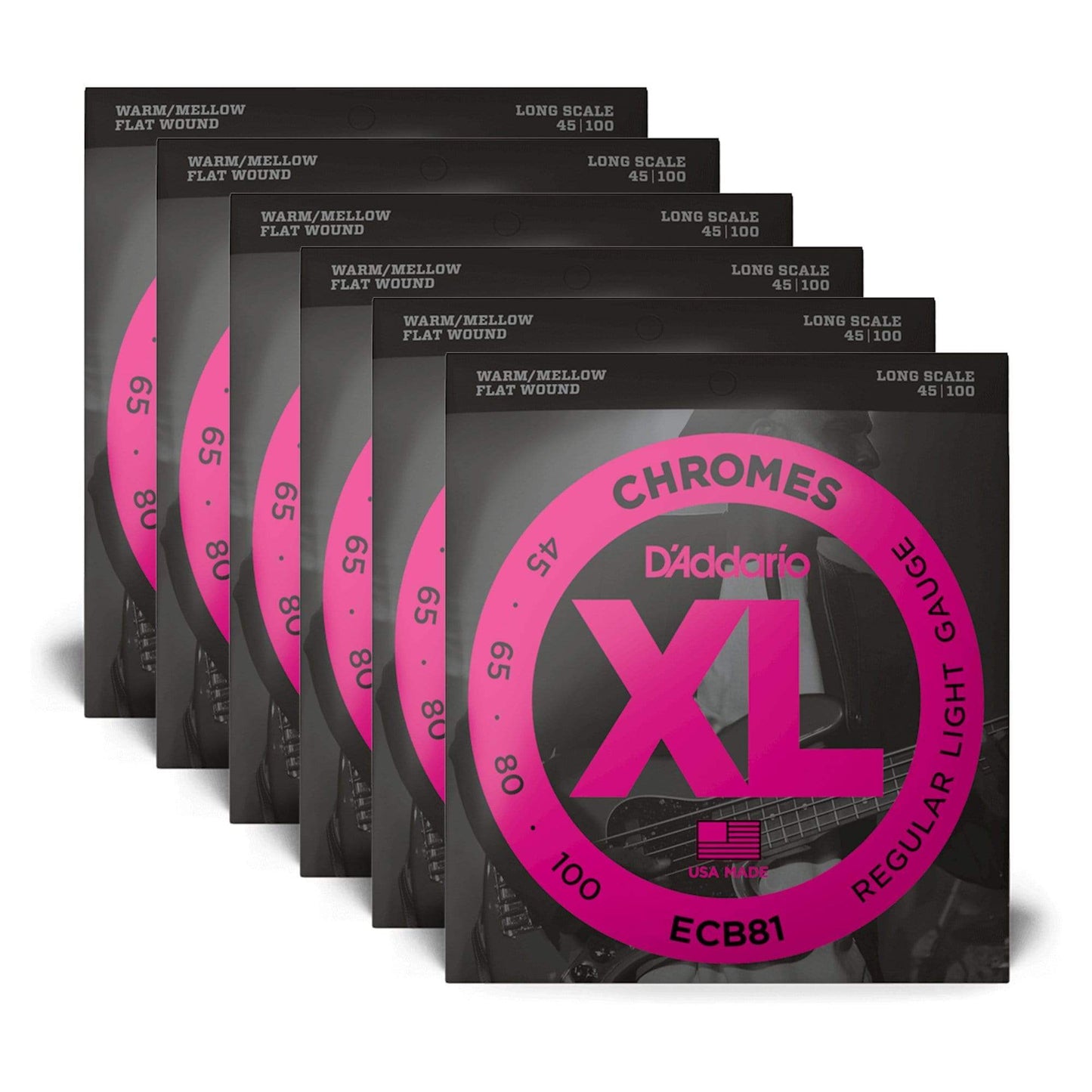 D'Addario ECB81 Chromes Flat Wound 45-100 Long Scale 6 Pack Bundle Accessories / Strings / Bass Strings