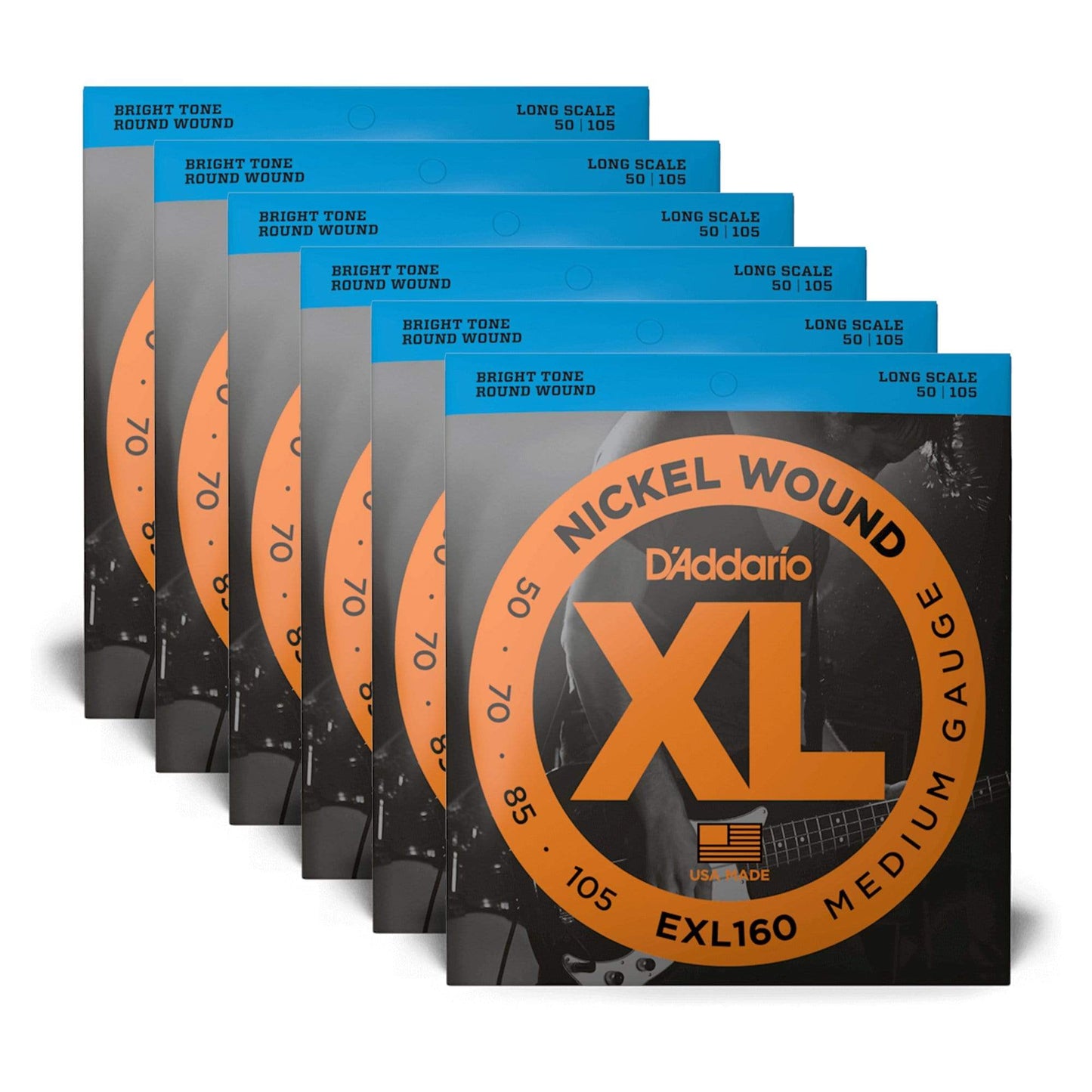 D'Addario EXL160 Medium Gauge 50-105 Long Scale 6 Pack Bundle Accessories / Strings / Bass Strings