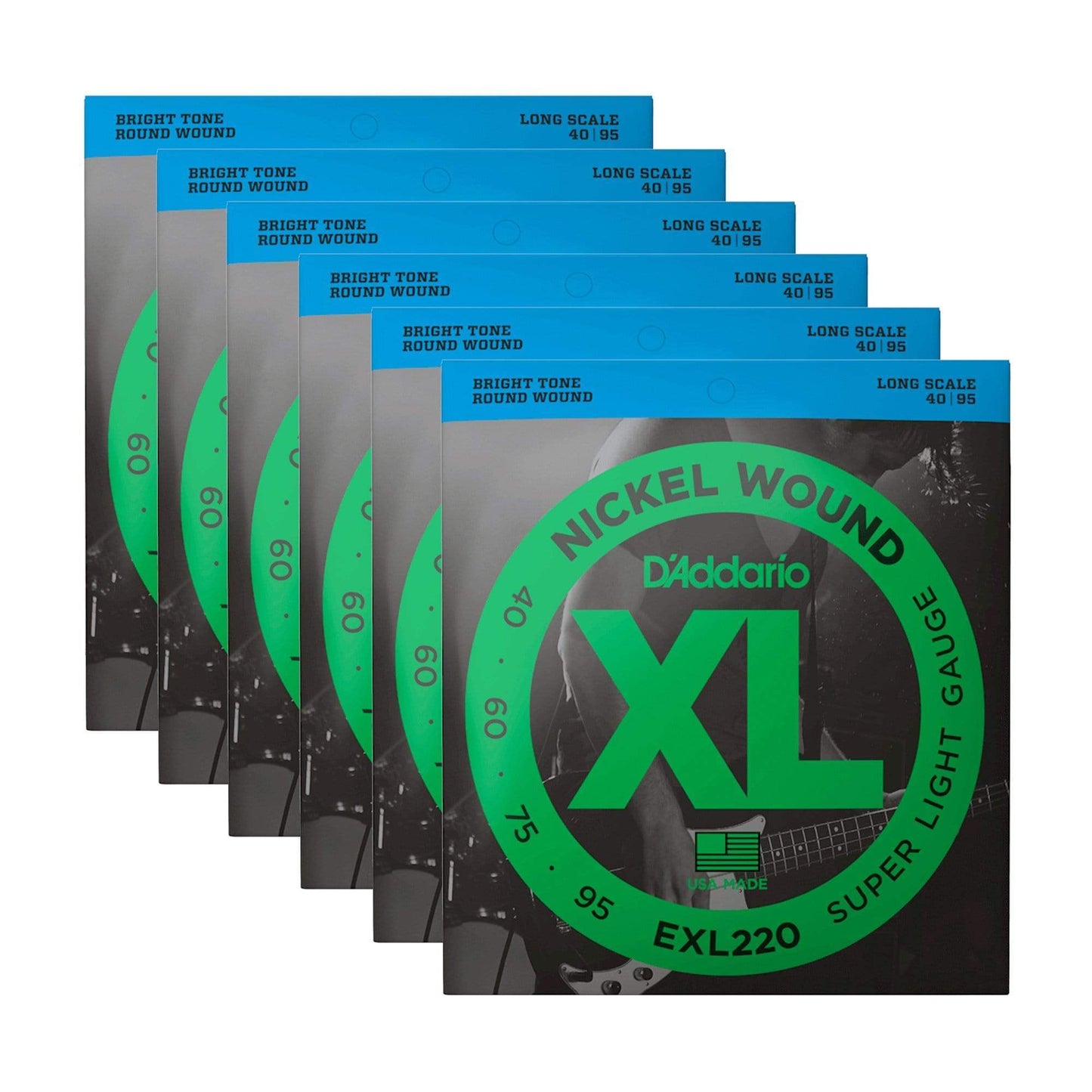 D'Addario EXL220 40-95 Long 6 Pack Bundle Accessories / Strings / Bass Strings