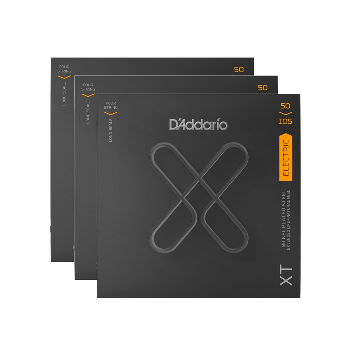 D'Addario XT Nickel Plated Steel Bass Guitar Strings Medium Long Scale 50-105 3 Pack Bundle Accessories / Strings / Bass Strings