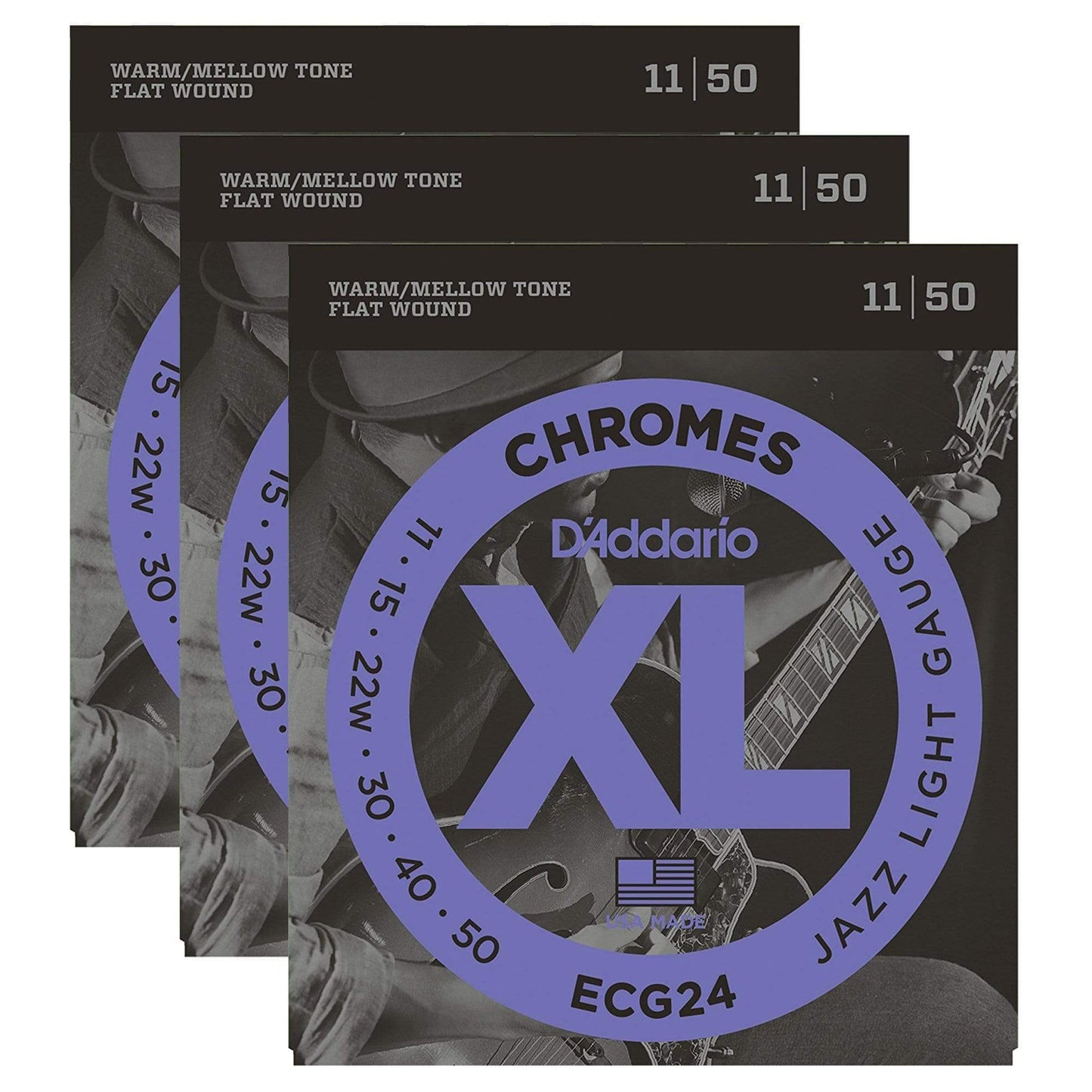 D'Addario ECG24 Chromes Ribbon Wound 11-50 (3 Pack Bundle) Accessories / Strings / Guitar Strings