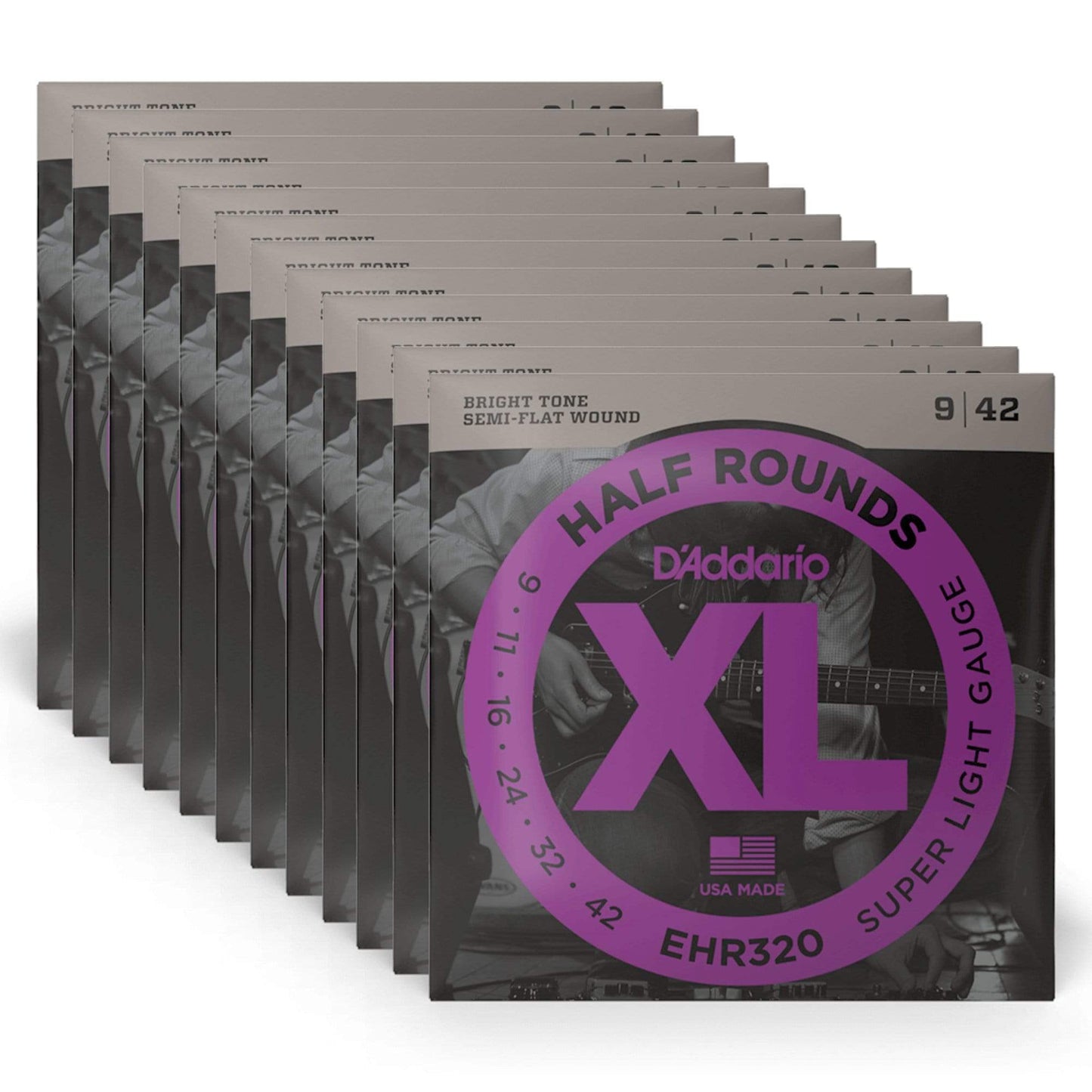 D'Addario EHR320 Half Rounds Electric Super Light 9-42 12 Pack Bundle Accessories / Strings / Guitar Strings