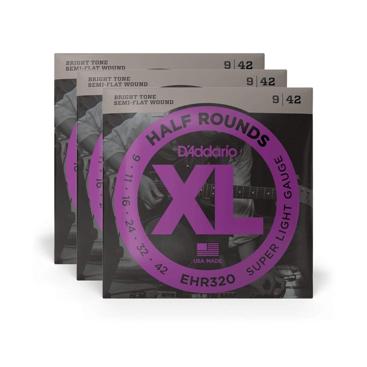 D'Addario EHR320 Half Rounds Electric Super Light 9-42 3 Pack Bundle Accessories / Strings / Guitar Strings