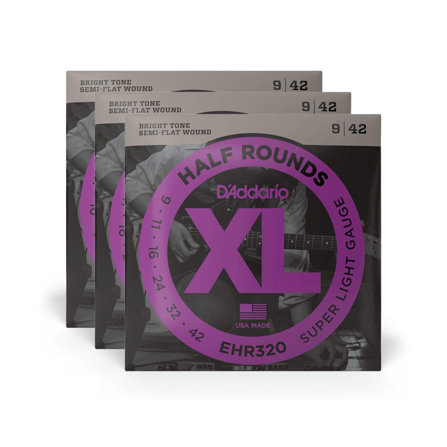 D'Addario EHR360 Half Rounds Electric Jazz Medium 13-56 3 Pack Bundle Accessories / Strings / Guitar Strings