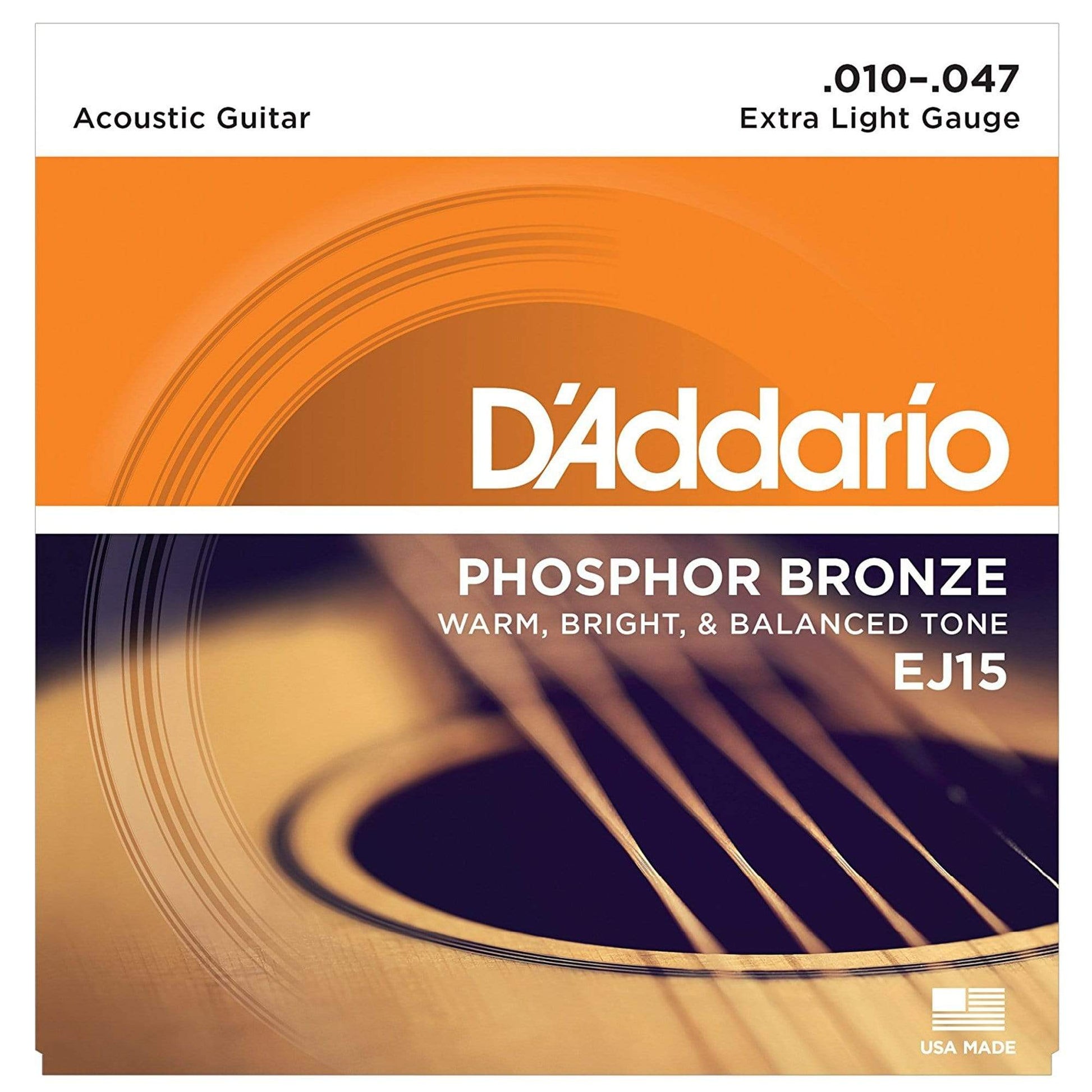 D'Addario EJ15 Acoustic Phosphor Bronze Extra Light 10-47 (12 Pack Bundle) Accessories / Strings / Guitar Strings