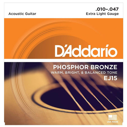 D'Addario EJ15 Acoustic Phosphor Bronze Extra Light 10-47 (3 Pack Bundle) Accessories / Strings / Guitar Strings