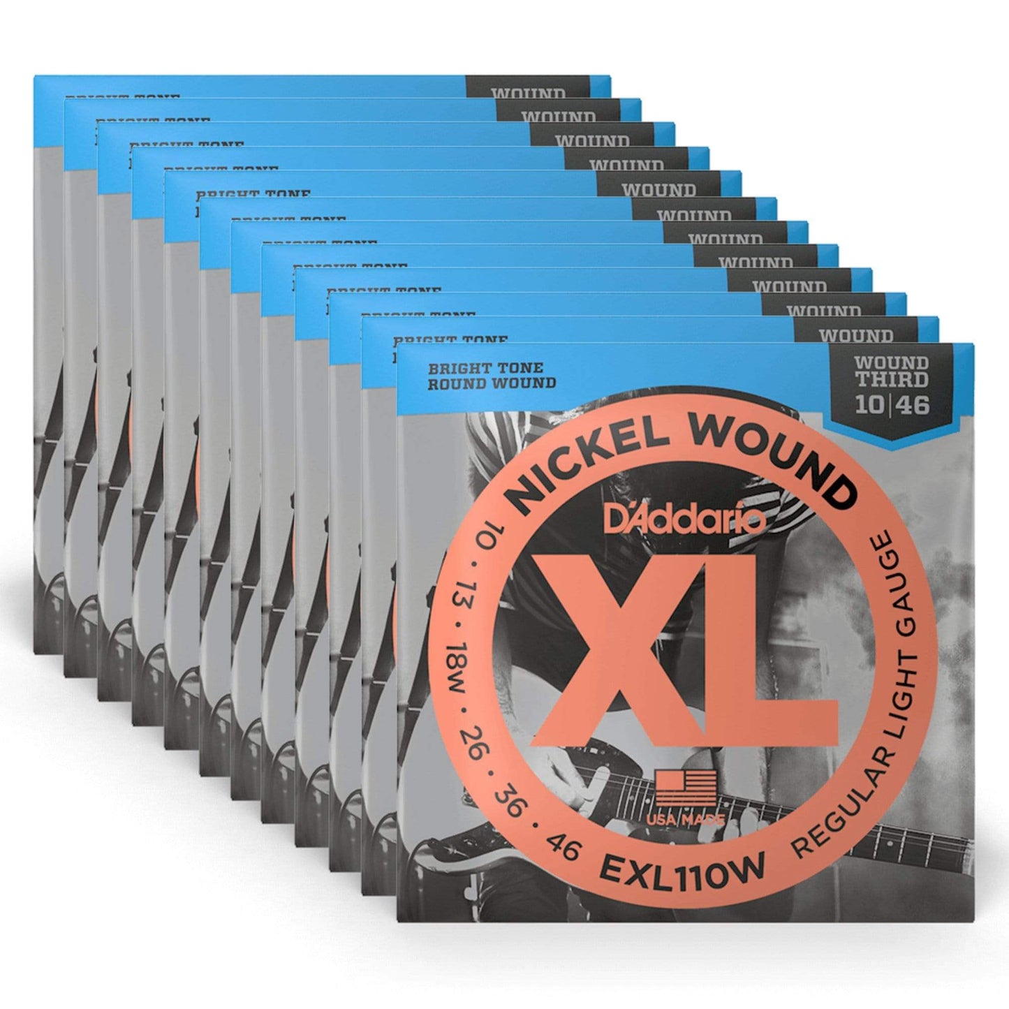 D'Addario EXL110W Electric Light Wound G 10-46 12 Pack Bundle Accessories / Strings / Guitar Strings