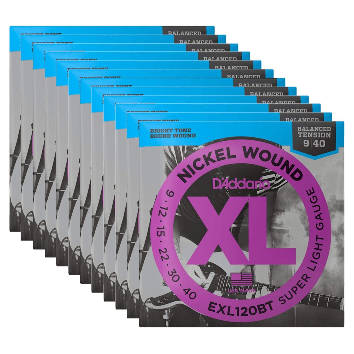D'Addario EXL120BT Balanced Tension Electric Super Light 9-40 12 Pack Bundle Accessories / Strings / Guitar Strings