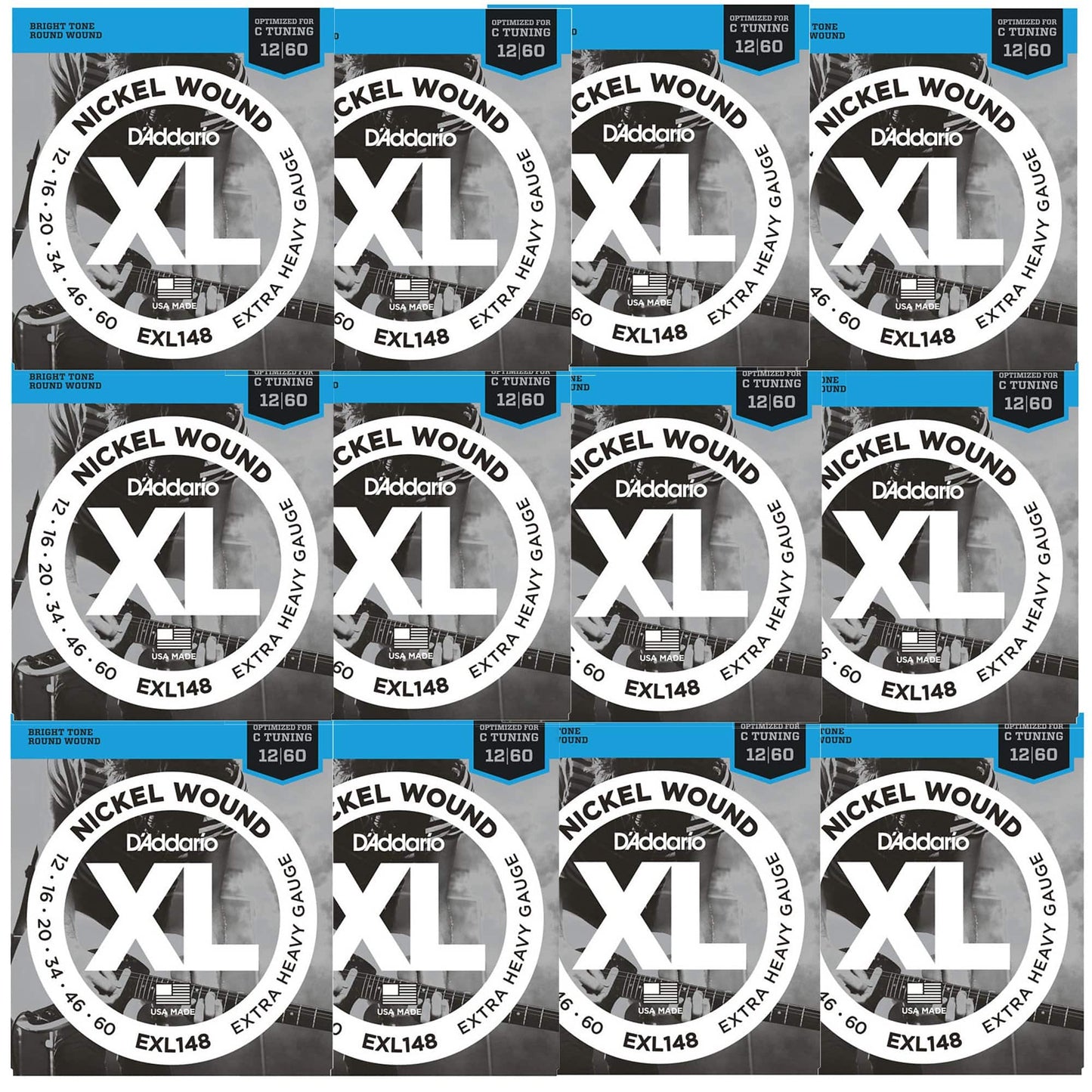 D'Addario EXL148 Electric Extra Heavy 12-60 12 Pack Bundle Accessories / Strings / Guitar Strings