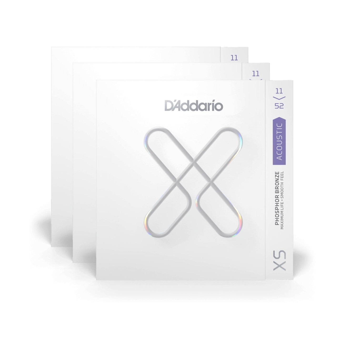 D'Addario XS Coated Acoustic Phosphor Bronze Custom Light 11-52 3 Pack Bundle Accessories / Strings / Guitar Strings