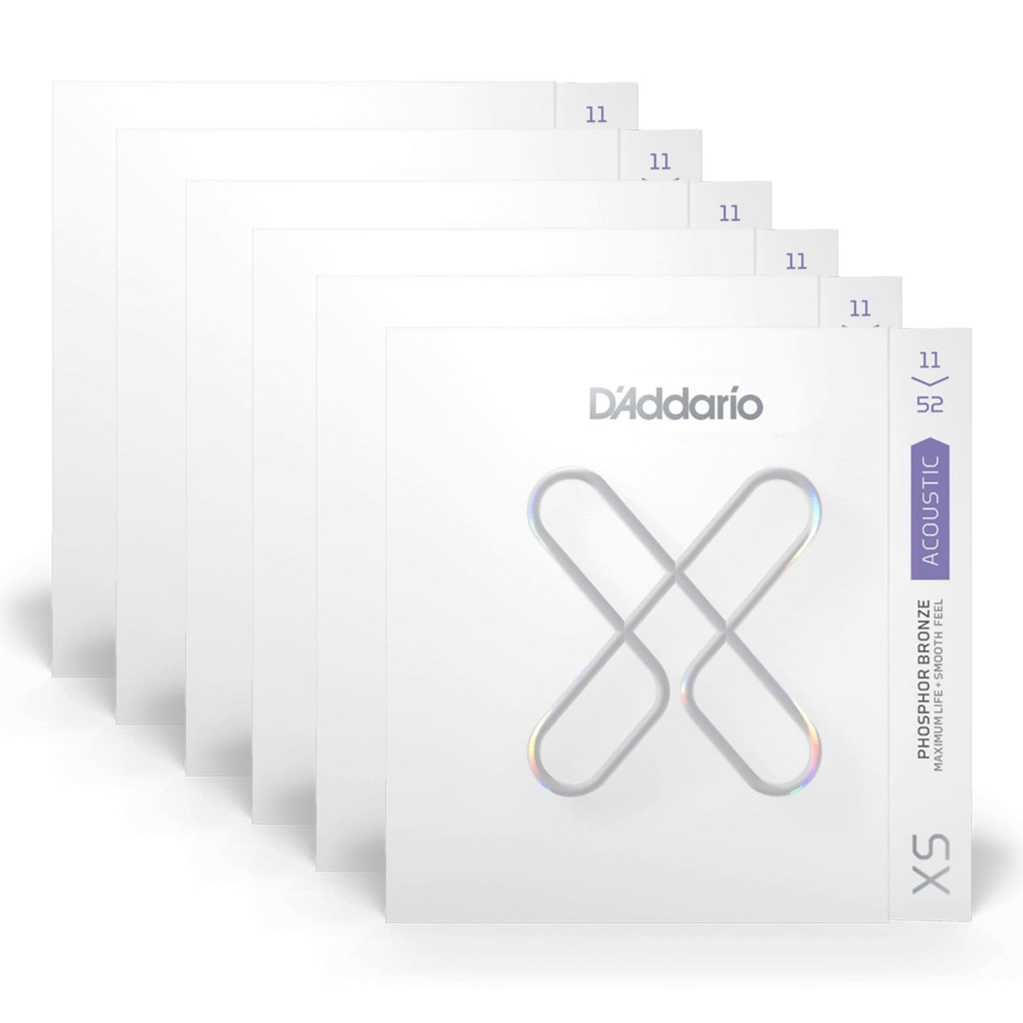 D'Addario XS Coated Acoustic Phosphor Bronze Custom Light 11-52 6 Pack Bundle Accessories / Strings / Guitar Strings