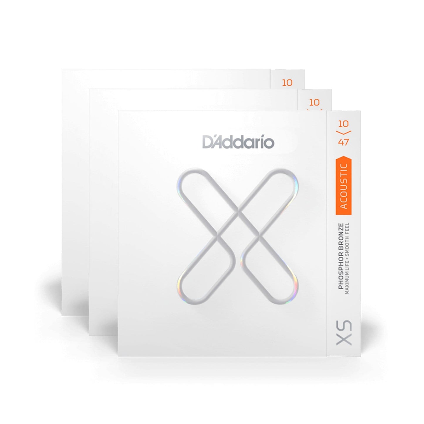 D'Addario XS Coated Acoustic Phosphor Bronze Extra Light 10-47 3 Pack Bundle Accessories / Strings / Guitar Strings